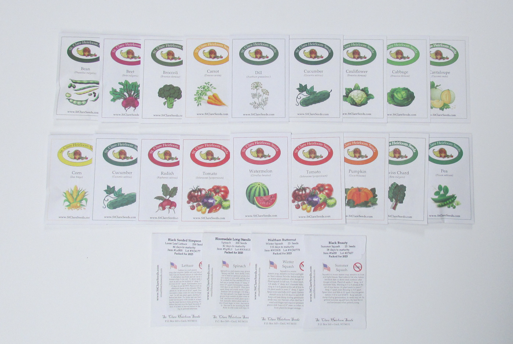 Small Family Vegetable Garden Seed Collection - St. Clare Heirloom Seeds