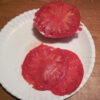 Tomato, Pink and Purple - Brandywine Pink - Sliced on Plate, photo credit Robert Duval - St. Clare Heirloom Seeds