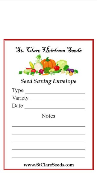 Printed Seed Saving Envelopes Design 2