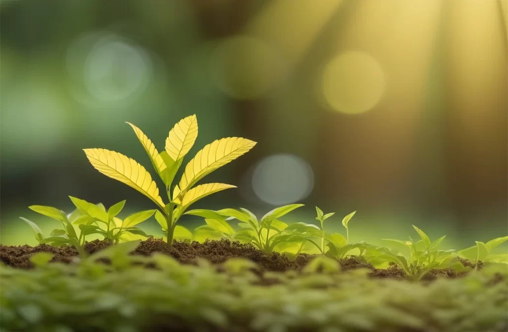 Sunlit garden seedlings emerging in well-watered soil—a reminder of how often to water your garden for consistent results.